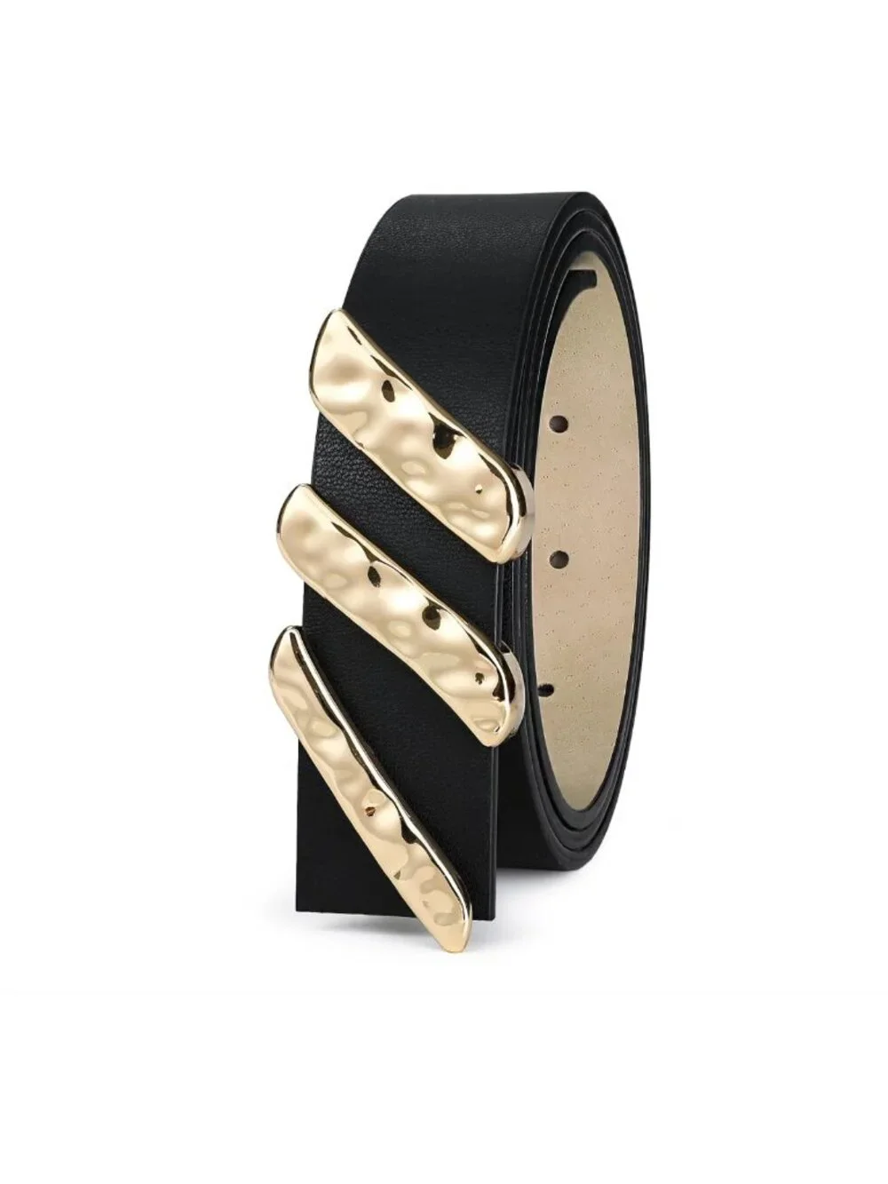 Stylish Brown Genuine Leather Women's Belt with Smooth Gold Metal Buckle
